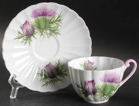 Thistle (Ludlow Purple Pink) Flat Cup & Saucer Set