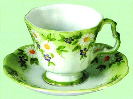 Daisies Footed Cup & Saucer Set