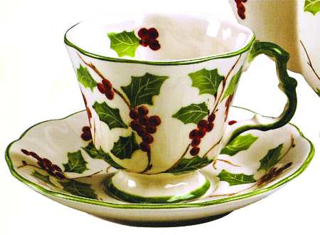 Holly Berries Footed Cup & Saucer Set