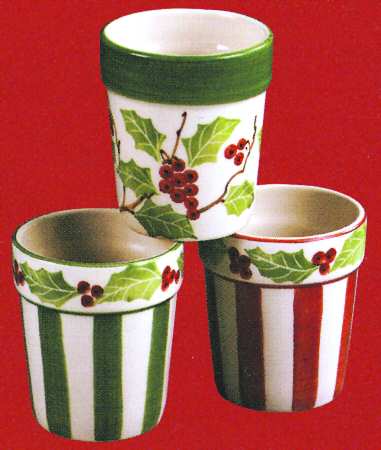 Holly Berries Flower Pot Votive Candleholder