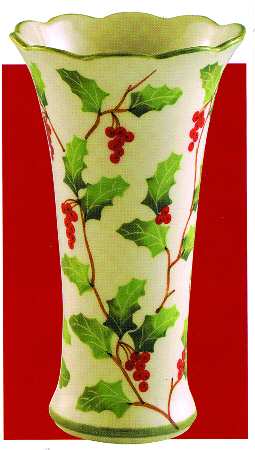 Holly Berries 8" Cylinder Vase