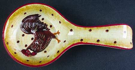Farmhouse Rooster Spoon Rest/Holder (Holds 1 Spoon)