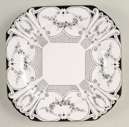 Garland of Flowers Black Bread & Butter Plate