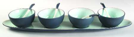 Sensations Blue (9 Piece) Condiment Set (4 Bowls, 4 Spoons & Tray)