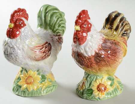 Chanticleer Figural Salt and Pepper for Napkin Holder
