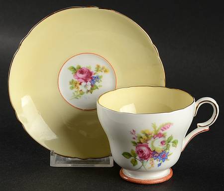 Hulmes Rose  Yellow Footed Demitasse Cup & Saucer Set