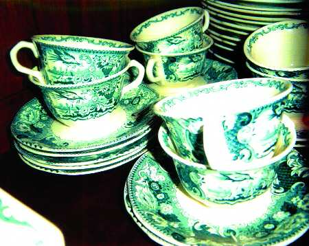 Victoria Blue Flat Cup & Saucer Set