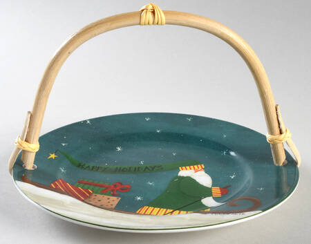Winter Journey 5 3/8"-5 5/8" Bamboo Handled Serving Plate  HC