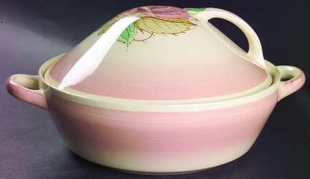 Patricia Rose Pink (Faded Pink Rim) Round Covered Vegetable