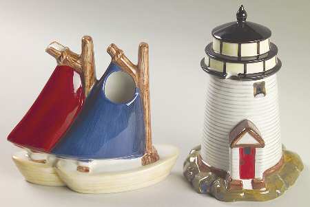 Nantucket Shoreline (Decal) Figural Creamer & Sugar Set