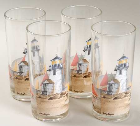 Nantucket Shoreline (Decal) Glassware Highball - Set of 4