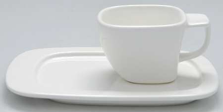 Compose White Tea & Toast Snack Plate & Reg Cup Set