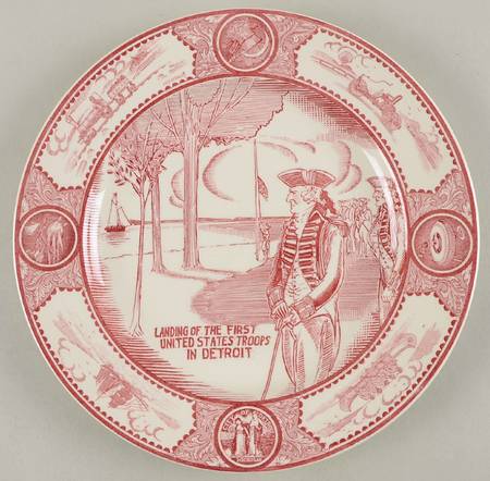 Historical Scenes of Early Detroit Pink Dinner Plate