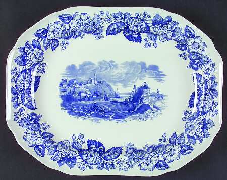 Old Salem (Blue Room Collection) 14" Oval Serving Platter