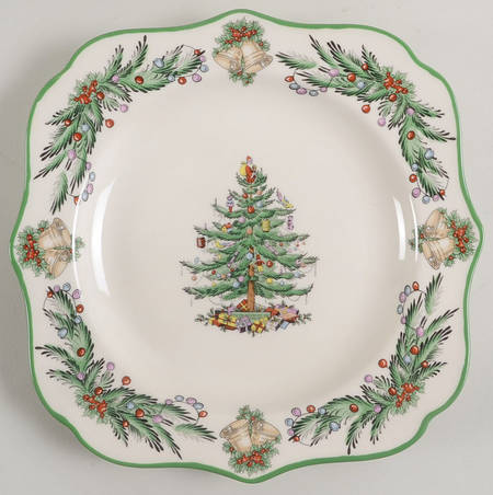 Christmas Tree Garland Square Salad Plate