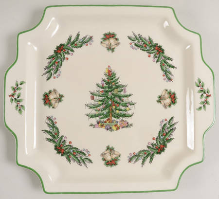 Christmas Tree Garland 12" Square Serving Platter