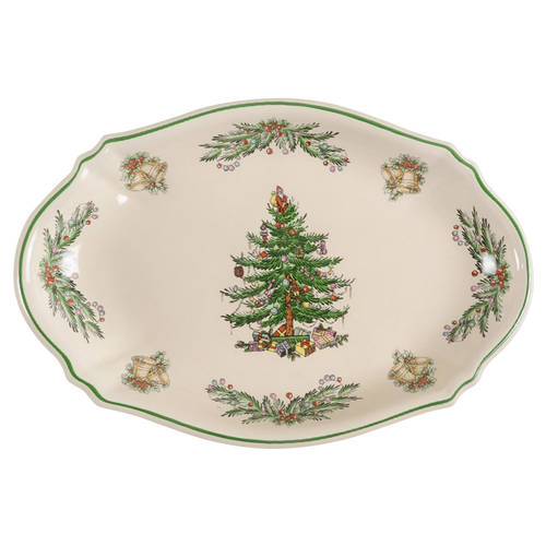 Christmas Tree Garland 10" Oval Tray