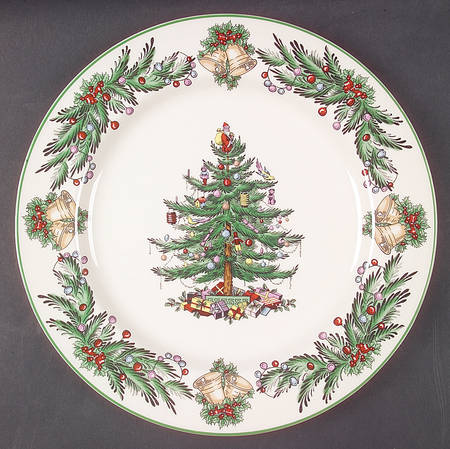 Christmas Tree Garland 12" Round Buffet Plate