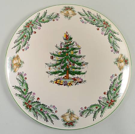 Christmas Tree Garland Flat Cake Plate/Cheese Plate