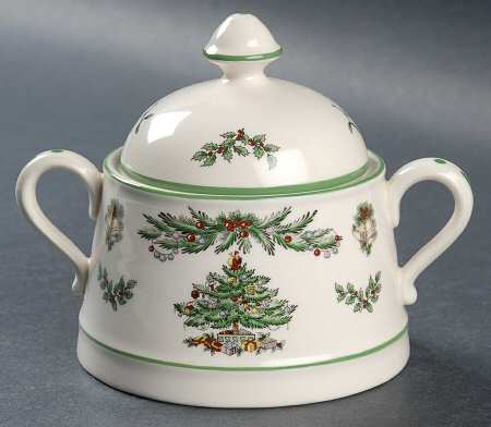 Christmas Tree Garland Sugar Bowl & Lid