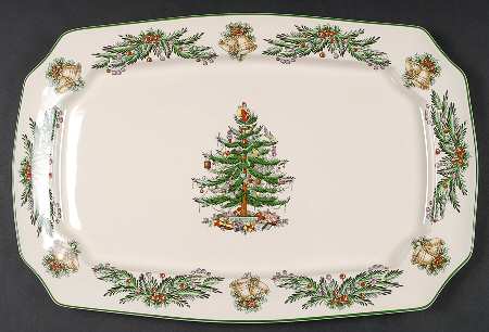 Christmas Tree Garland 17" Rectangular Serving Platter