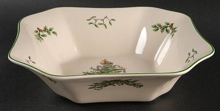 Christmas Tree Garland 9" Square Serving Bowl