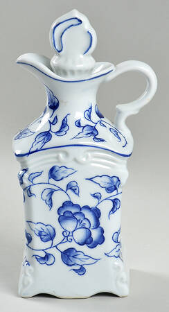 Blue Mum Handled Oil Cruet W/Stopper