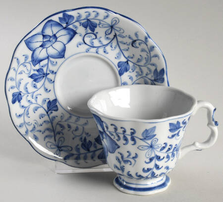 Blue Mum Footed Cup & Saucer Set