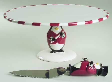 Santa's Little Helpers Cake Stand Pedestal 12" & Pie/Cake Server