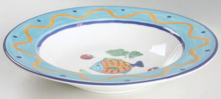 Ocean Collage Large Rim Soup Bowl