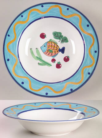 Ocean Collage Rim Fruit/Dessert (Sauce) Bowl