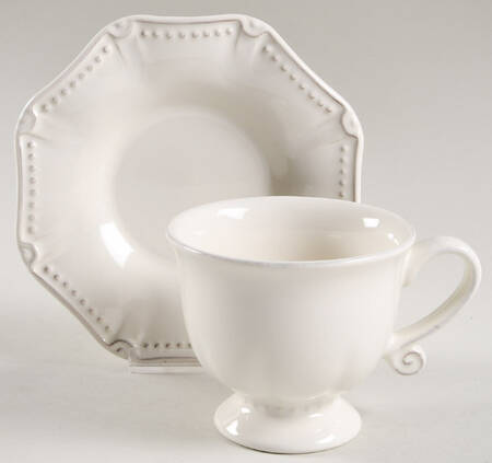 Isabella Ivory Footed Cup & Saucer Set