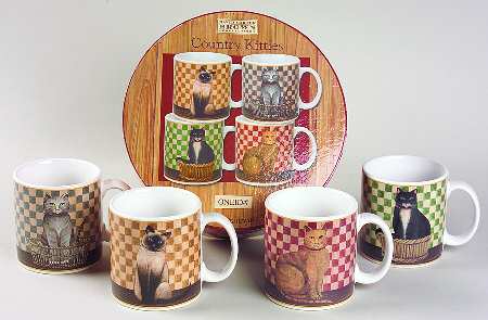 Country Kitties Mug - Set of 4 Motifs Boxed