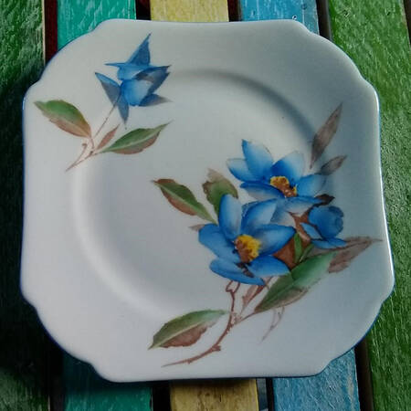 Syringa Blue Square Salad Plate