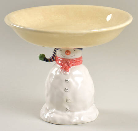Snowmates Cream Footed Figural Candy Bowl