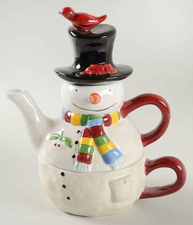 Snowmates Cream Individual Teapot & Lid with Cup