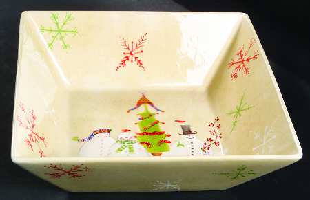 Snowmates Cream 11" Square Vegetable Bowl