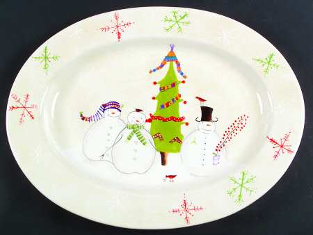Snowmates Cream 18" Oval Serving Platter