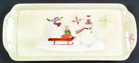 Snowmates Cream 15" Rectangular Treat Tray by Sakura