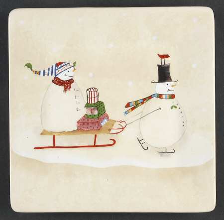 Snowmates Cream Square Salad Plate