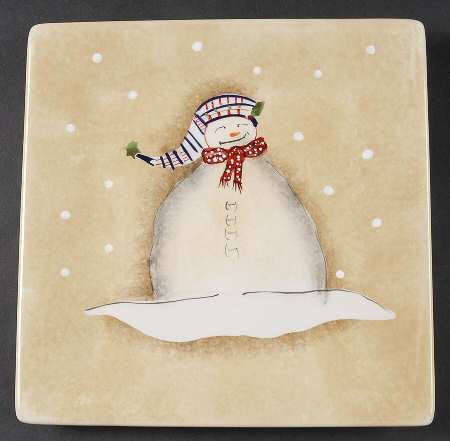 Snowmates Cream Square Salad Plate by Sakura