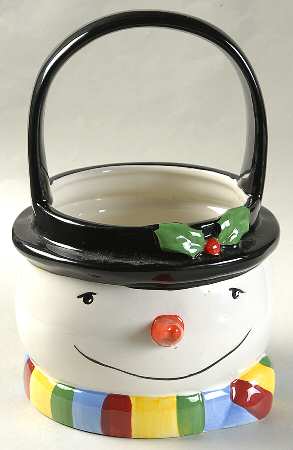 Snowmates Cream Figural Basket with Handle