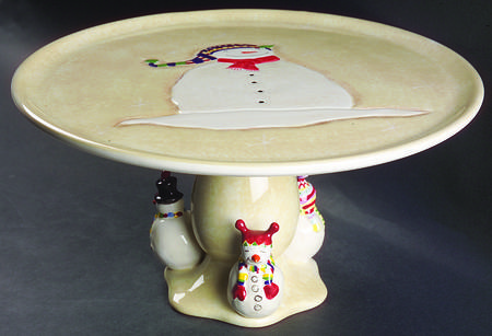 Snowmates Cream 12" Diameter Pedestal Cake Stand by Sakura
