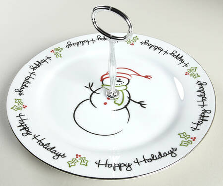Tis the Season Round Serving Plate with Center Handle (Dp) Hc