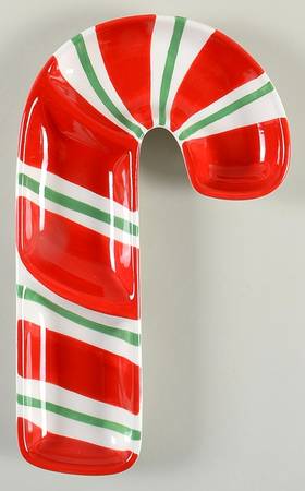 Candy Greetings Divided Candy Cane Dish