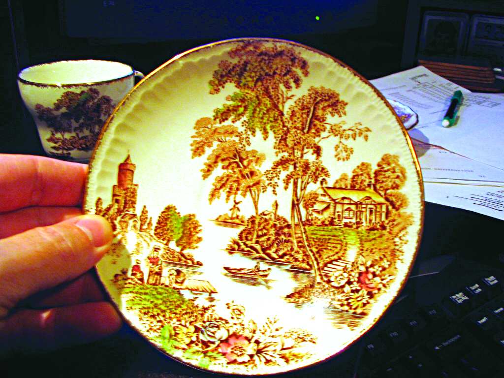 The Ferry Brown Multicolor (Gold Trim) Saucer