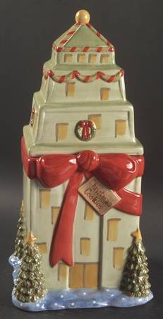 Christmastime in the City Figural Cookie Jar & Lid