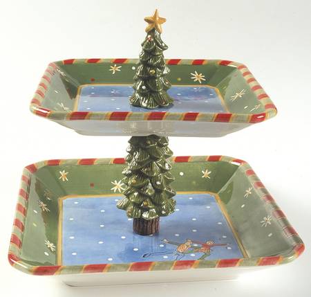 Christmastime in the City 2-Tier Serving Tray