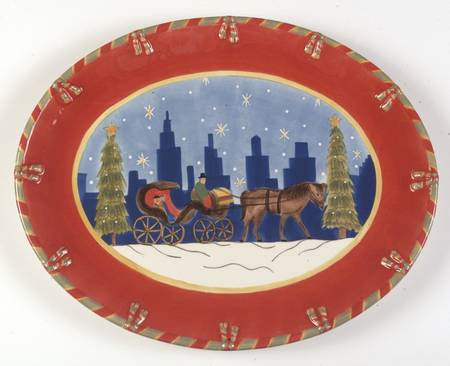 Christmastime in the City 18" Oval Serving Platter