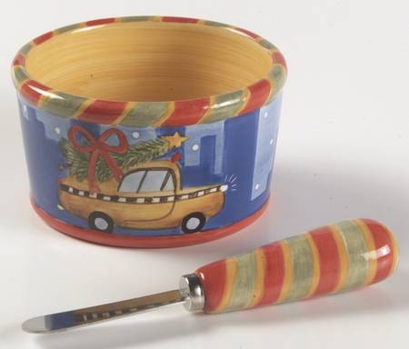 Christmastime in the City Dip Bowl & Spreader Set